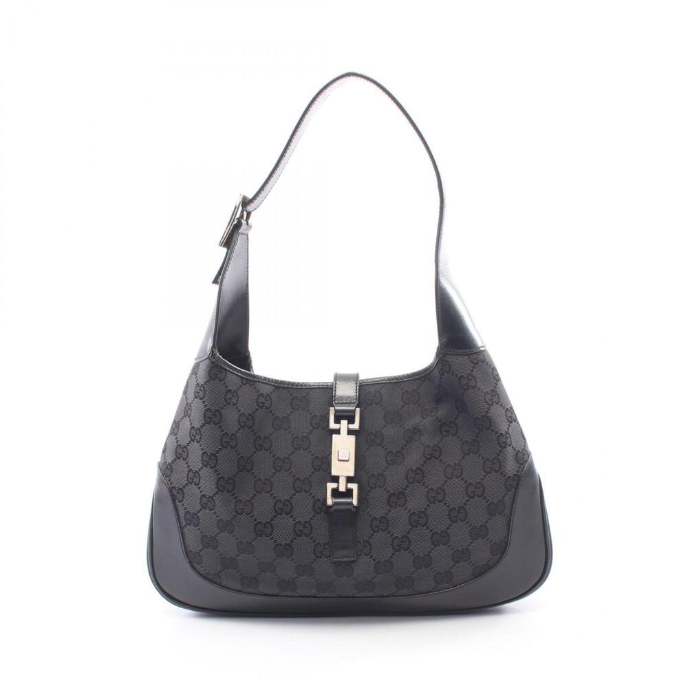 Gucci Jackie GG Canvas Shoulder Bag/Handbag, Leather, Women's, Black, 001-3306